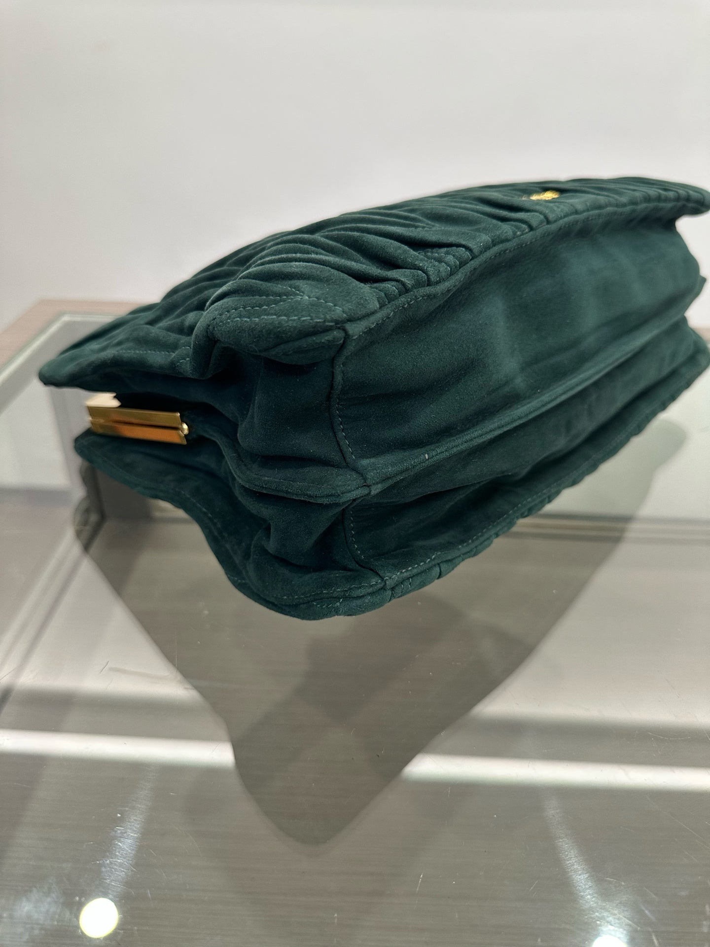 Miu Miu - Matelassé Velvet Clutch Bag - Velvet - Green - (small)