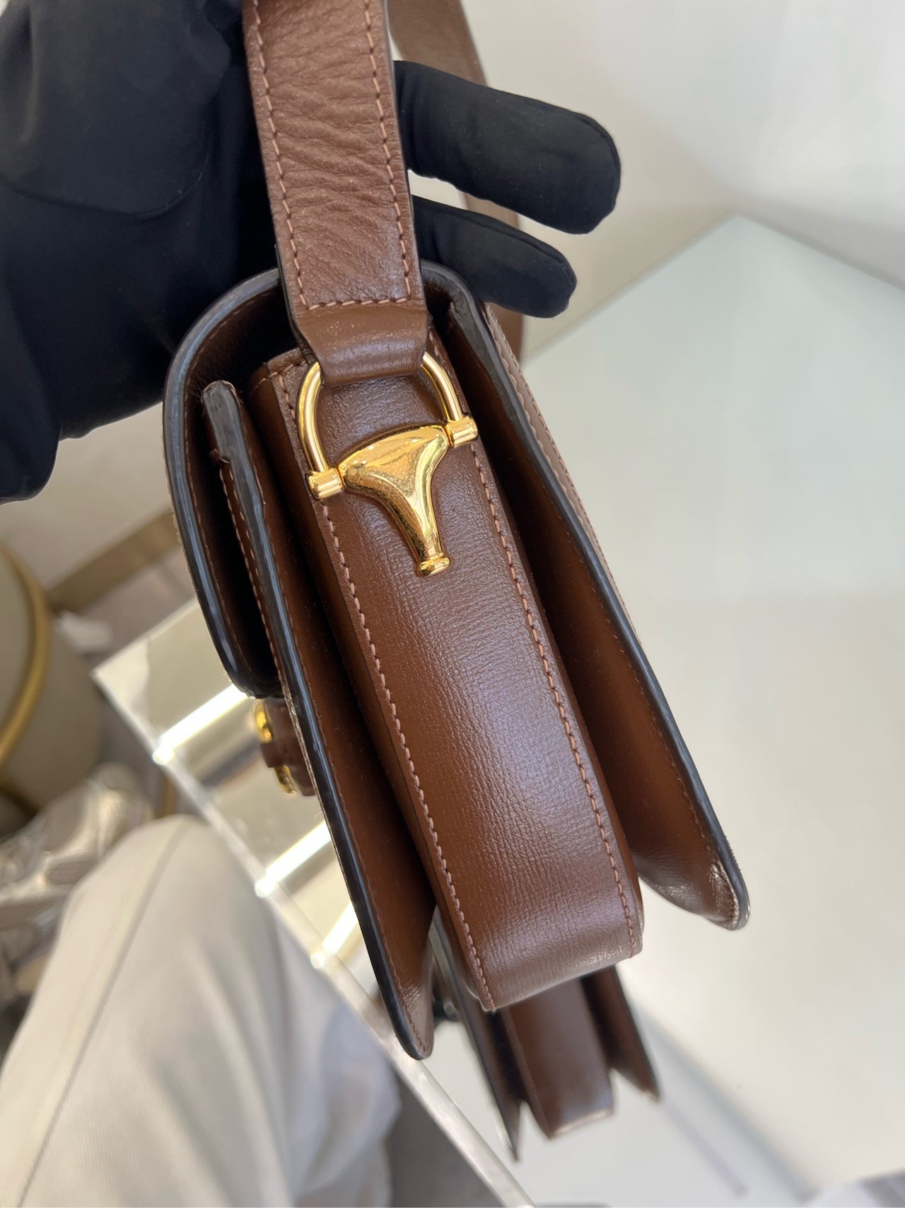 Gucci - Horsebit 1955 Shoulder Bag - GG Supreme canvas with leather trim - Beige and Brown - (medium)