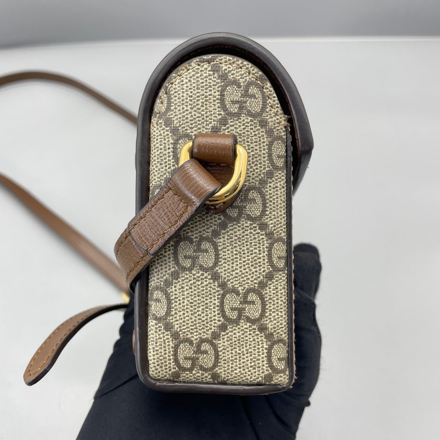 Gucci - Horsebit 1955 Camera Bag - GG Supreme canvas with leather trim - Beige and Brown - (mini)