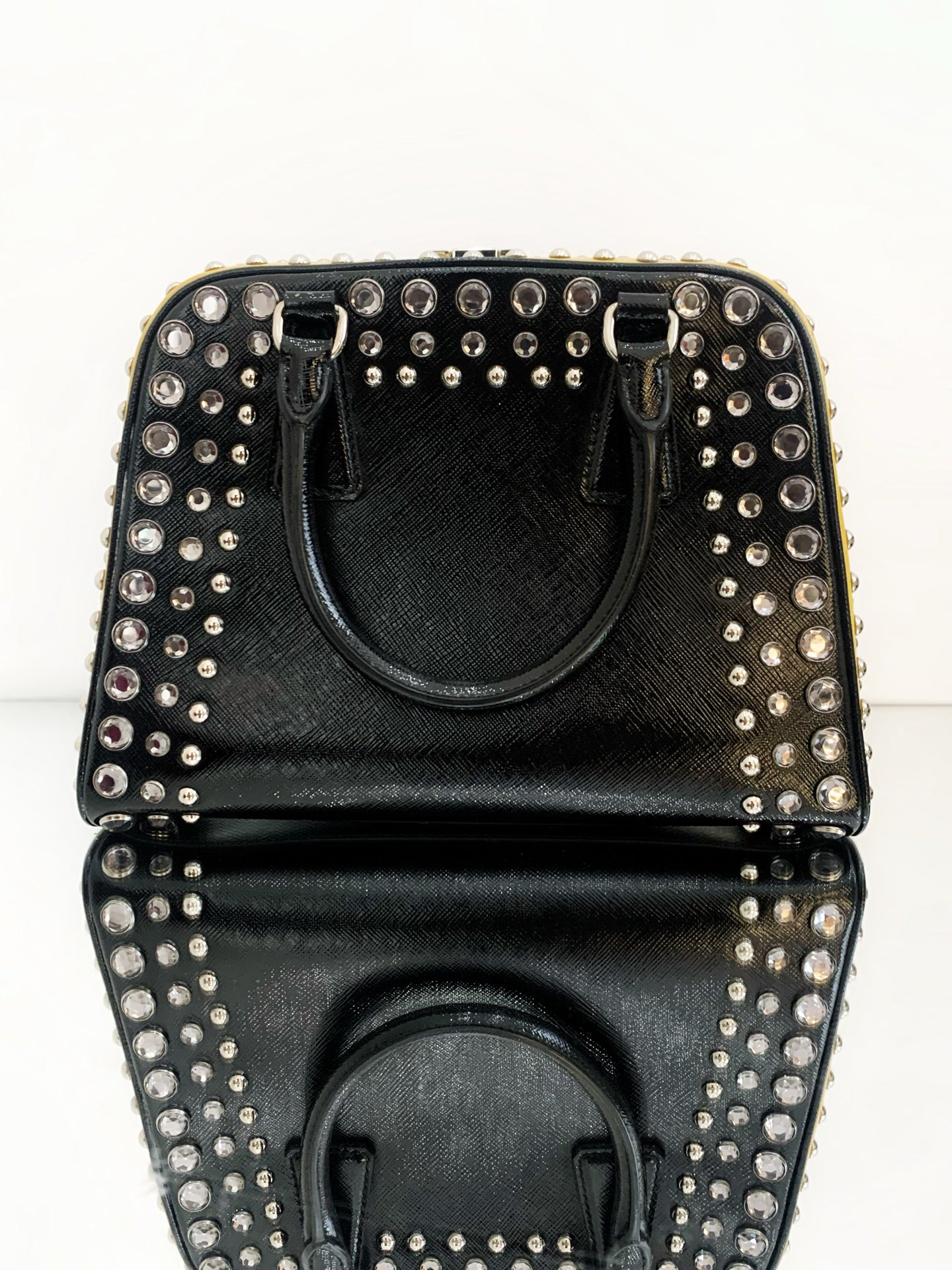 Prada - Gemstone Rivet Handbag (Limited Edition) - Saffiano leather - Black and Yellow - (medium)