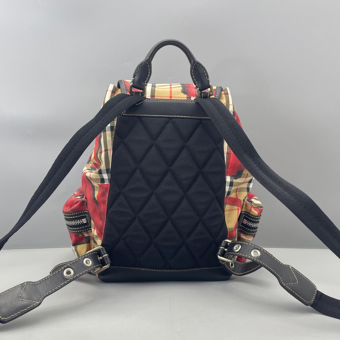 Burberry - Graffiti Check Drawstring Flap Backpack - Canvas with leather trim - Multicolour - (Medium)