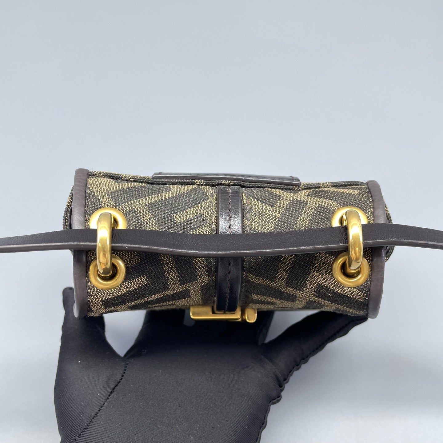 Fendi - Mini Saddle Bag - Zucca canvas with leather trim - Brown - (mini)