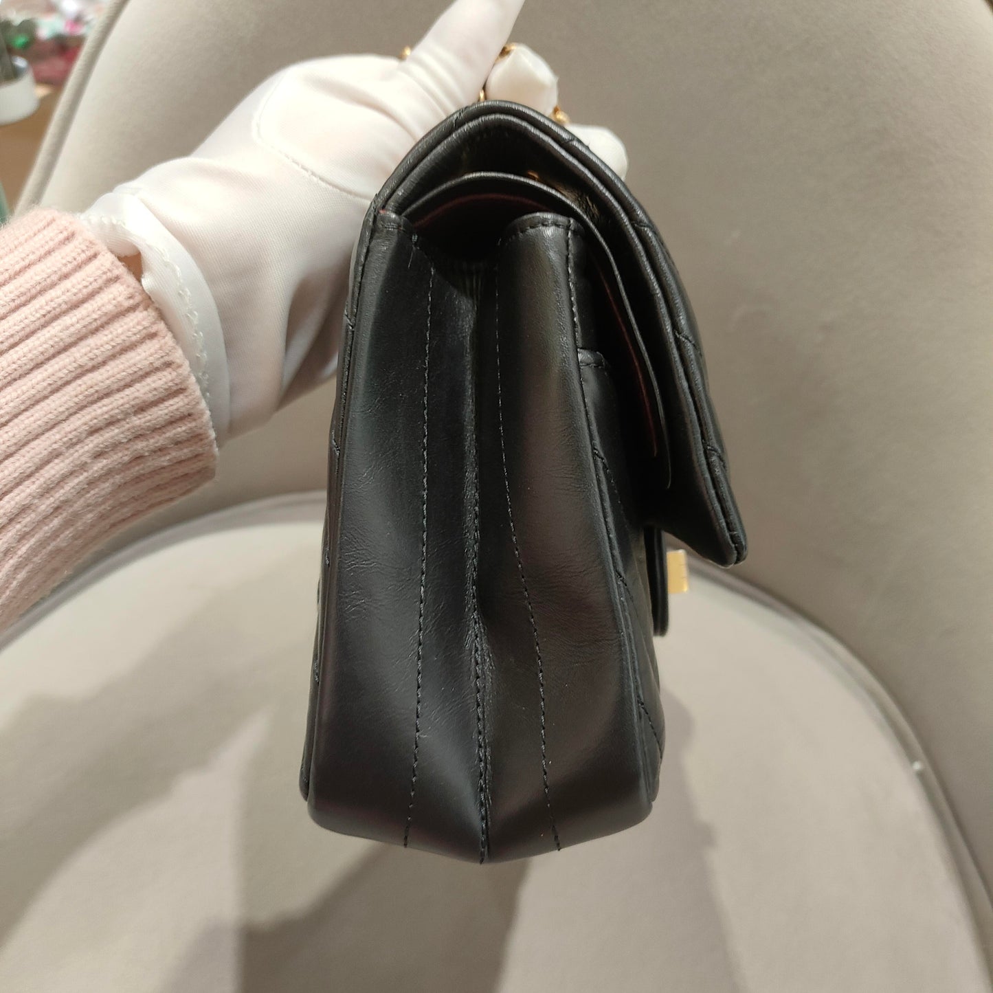 Chanel - 2.55 Reissue Small Flap Bag - Calfskin leather - Black - (Small)