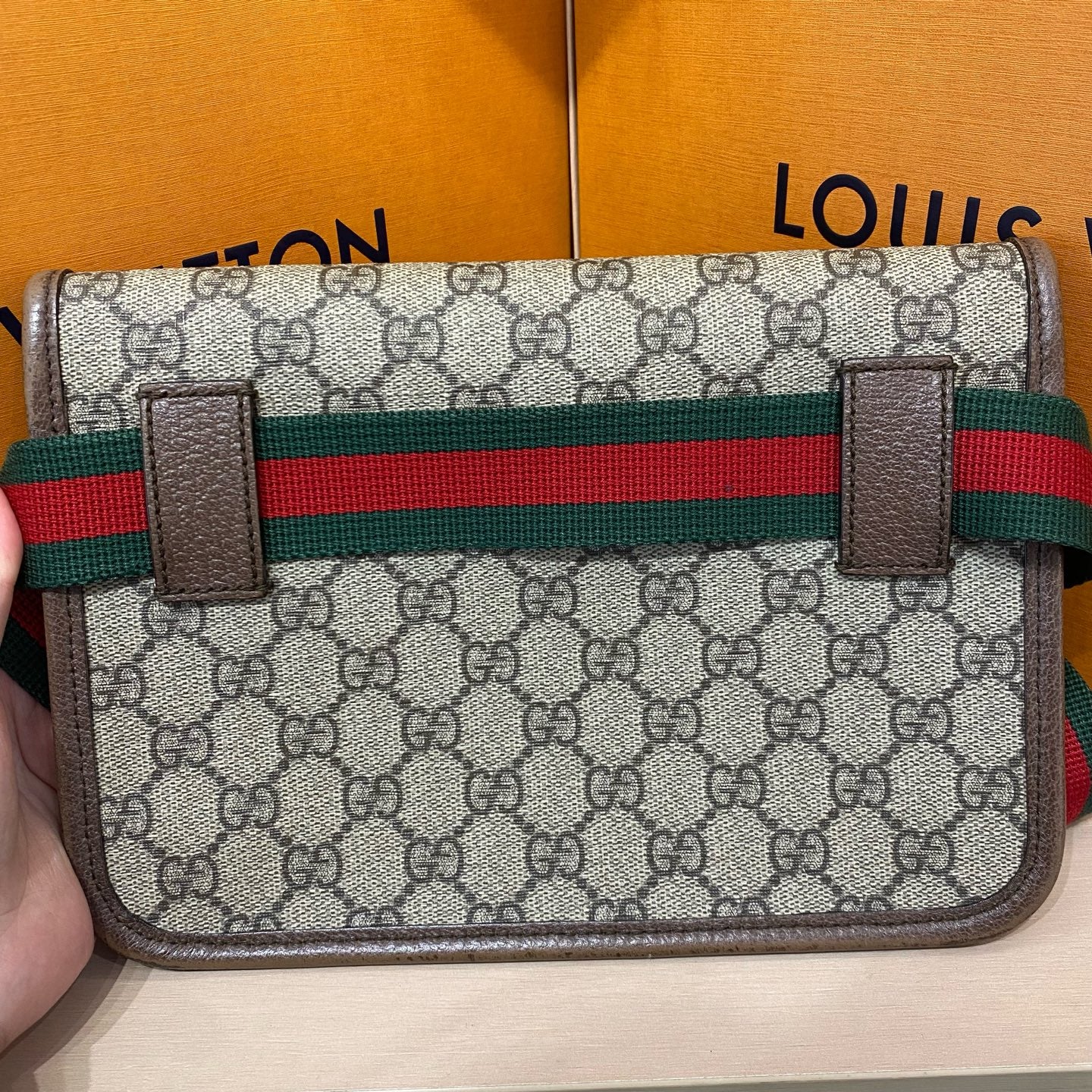 Gucci - Tiger Head Belt Bag 54387 - GG Supreme coated canvas with leather trim - Beige and Brown - (Medium)