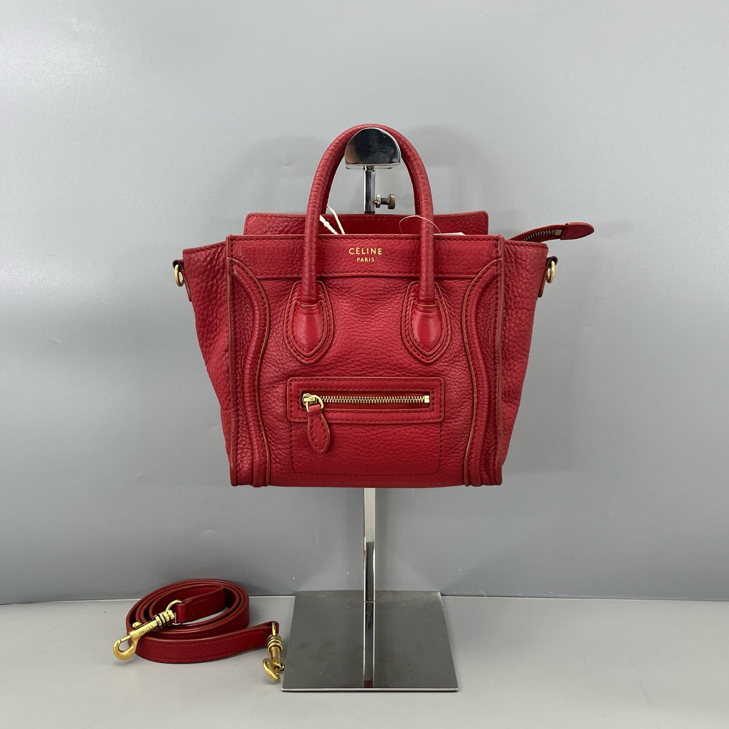 Celine - Luggage Nano - Grained calfskin leather - Red - (mini)