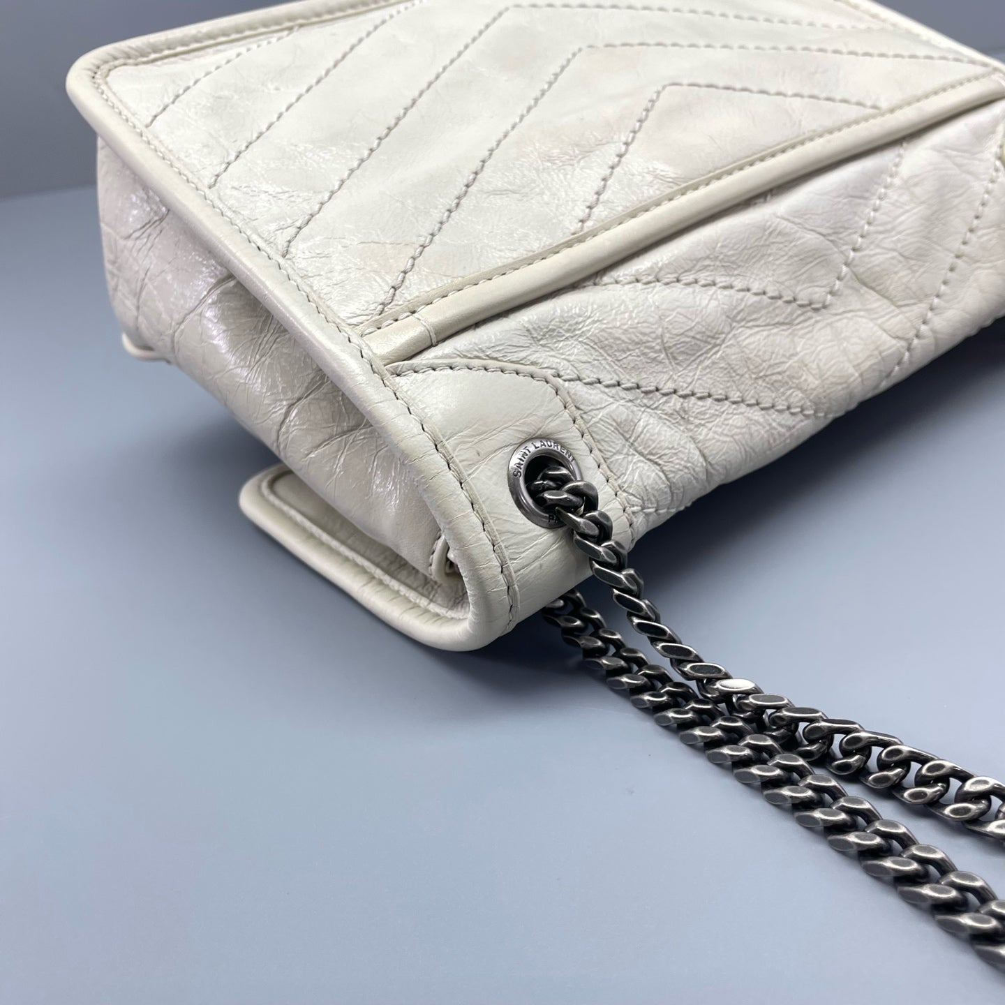 Saint Laurent - Niki Baby Chain Bag - Leather - White - (Small)