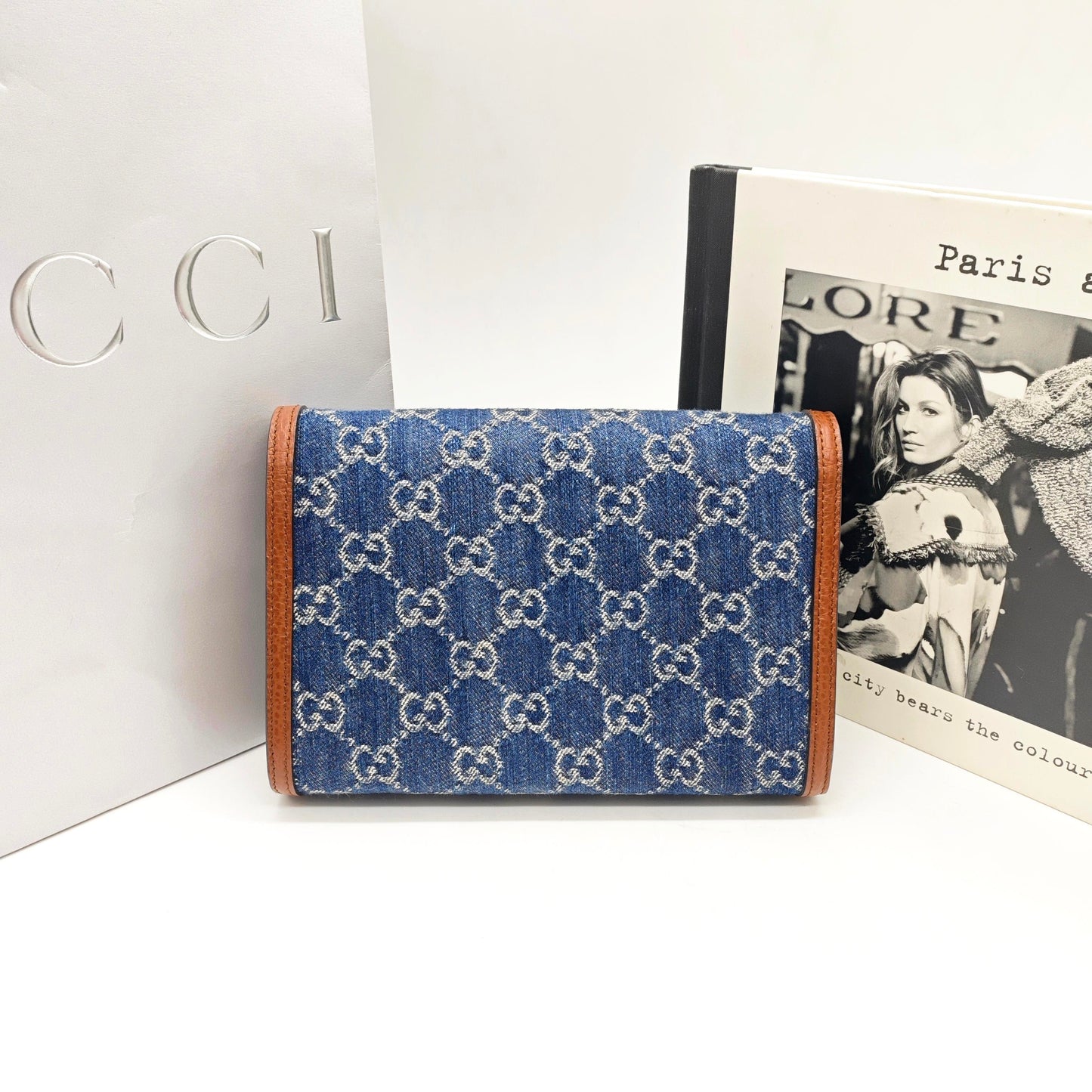 Gucci - Dionysus - Blue denim and brown grained leather - Blue with brown trim - (mini)