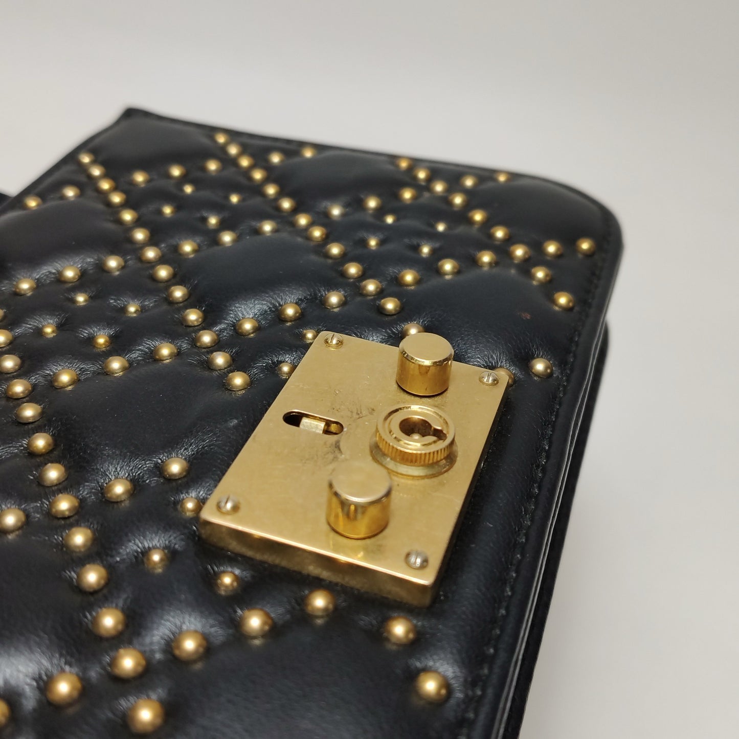 Dior - Studded Flap Bag - Leather - Black - (mini)