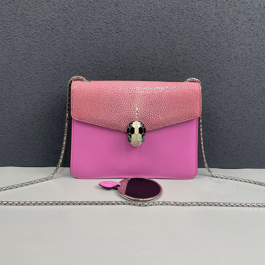Bvlgari - Serpenti Forever - Stingray leather and Calfskin leather - Pink - (small)