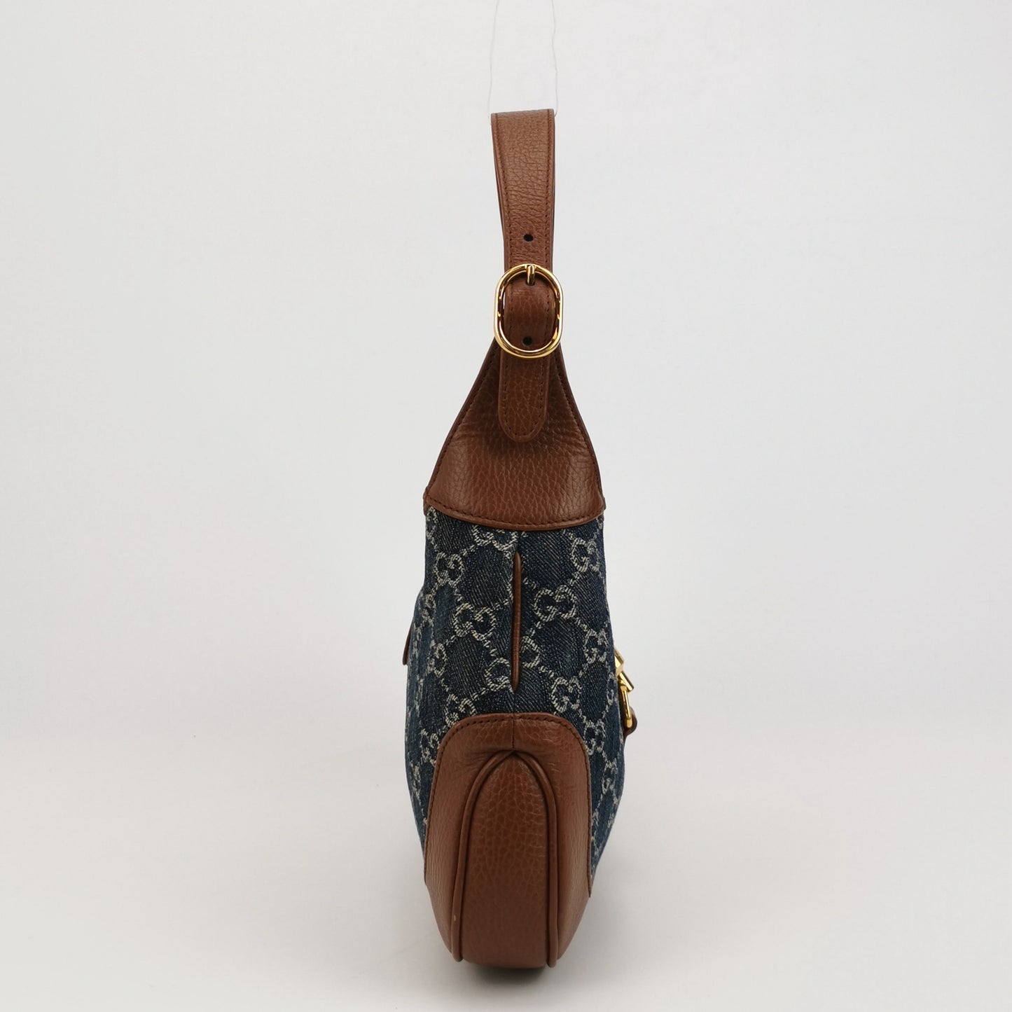 Gucci - Jackie 1961 - Denim with pebbled leather trim - Blue and Brown - (Medium)