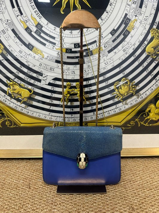 BVLGARI - Serpenti Forever - Stingray leather and calfskin leather - Blue - (mini)