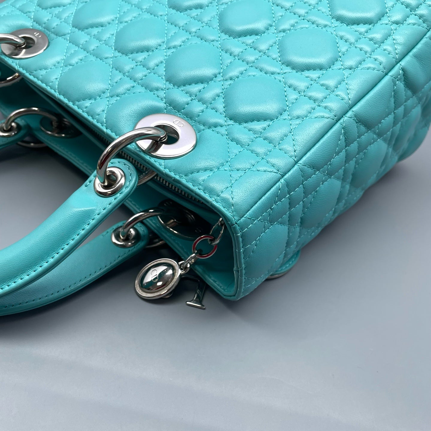 Dior - Lady Dior - Lambskin leather - Aqua Blue with Silver-Tone Hardware - (Medium)