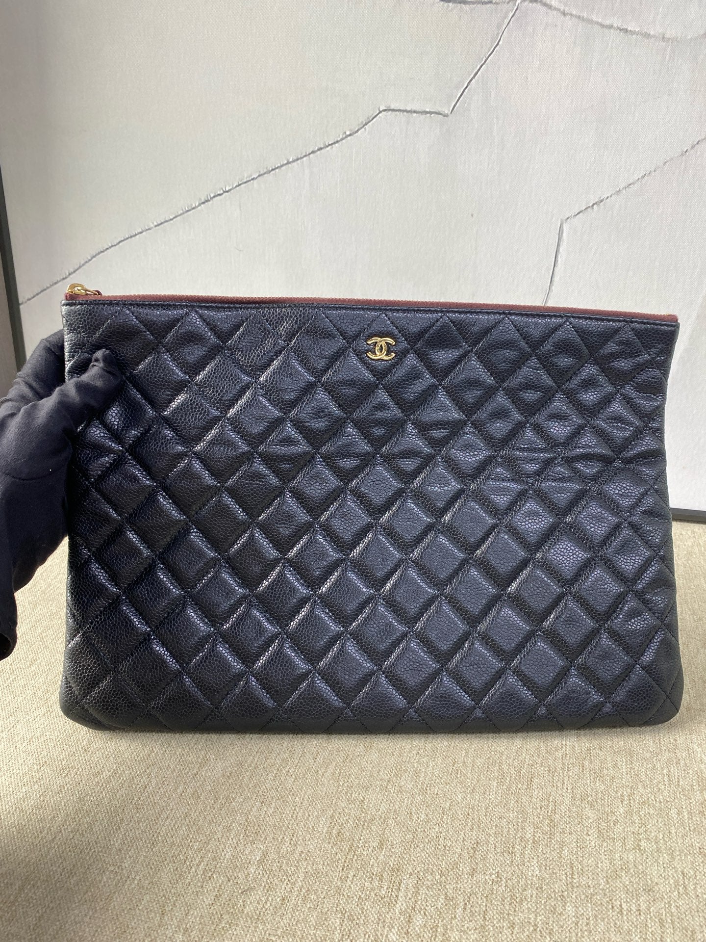Chanel - Quilted Clutch Bag - Caviar leather - Black - (Large)
