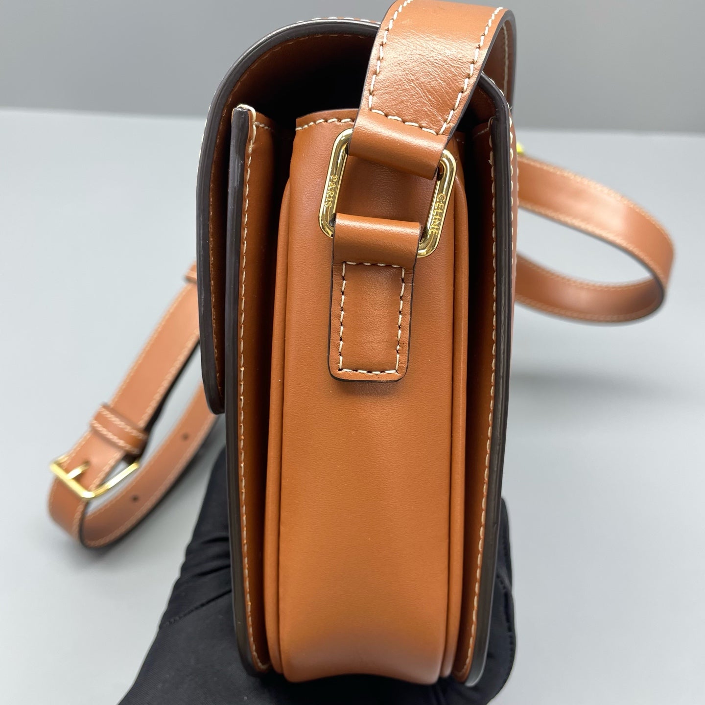Celine - Teen Triomphe Box Bag - Triomphe Canvas and Leather - Brown with Camel accents - (small)