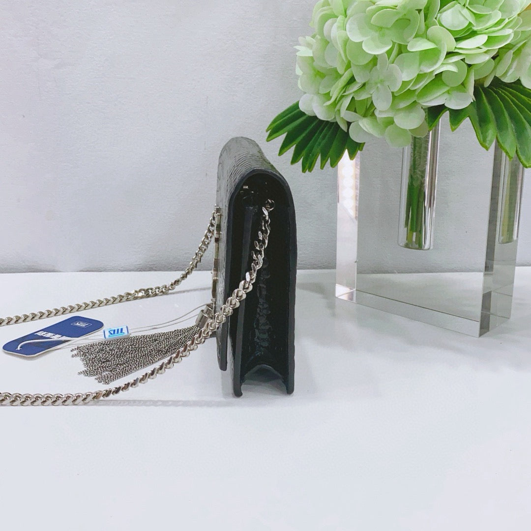 Saint Laurent - Kate Tassel Chain Bag - Leather - Black with Silver-tone Hardware - (mini)