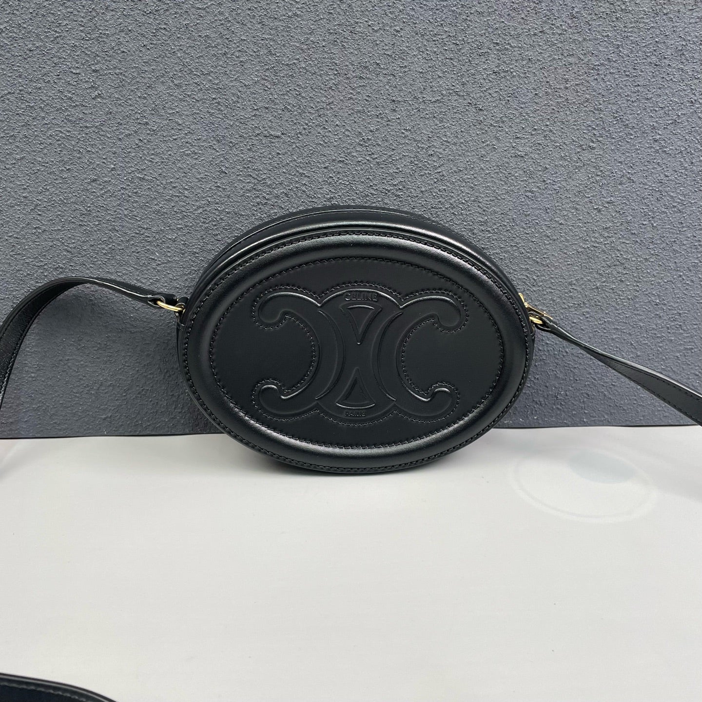 Celine - Triomphe Round Bag - Leather - Black - (mini)