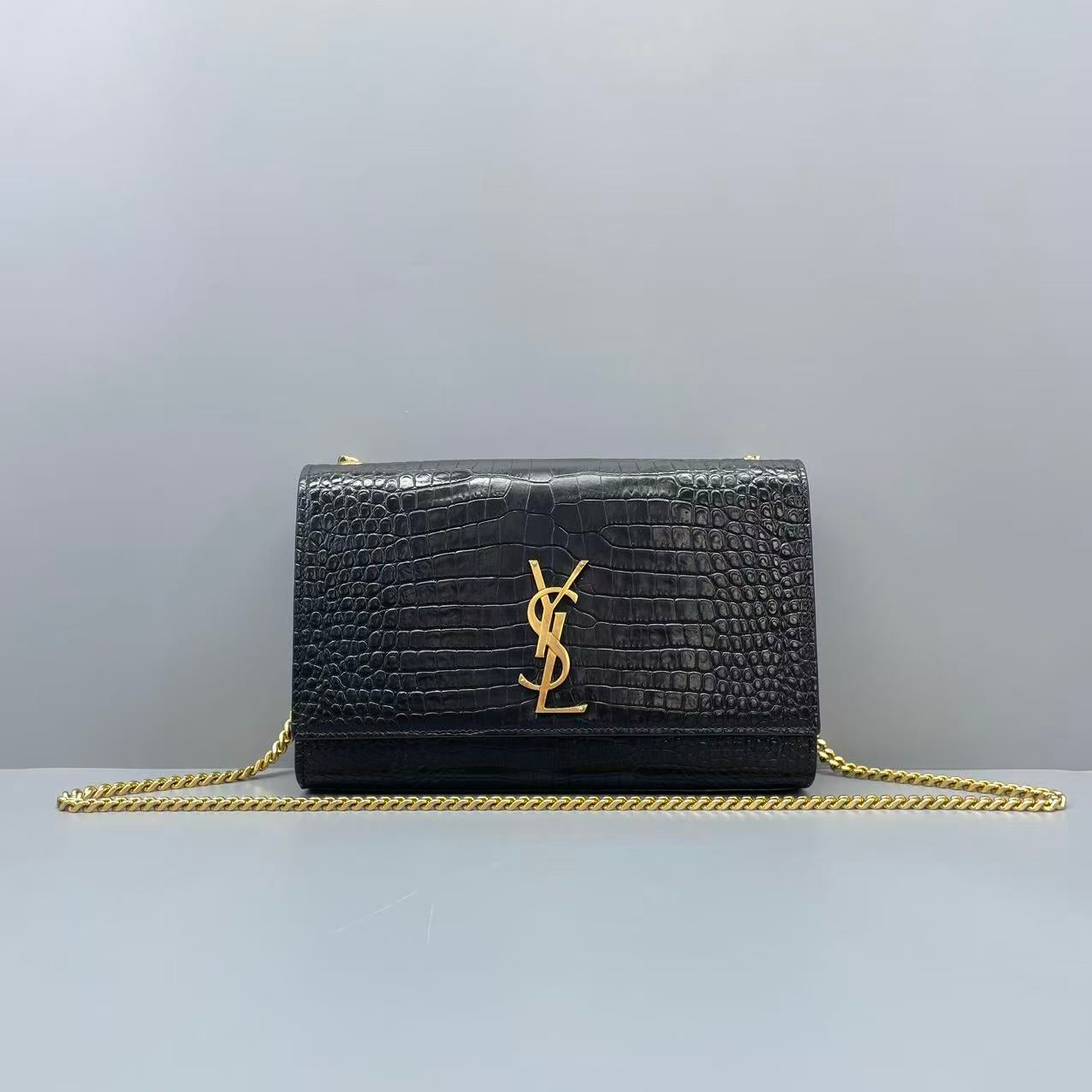 Saint Laurent - Kate - Crocodile-embossed leather - Black - (Medium)