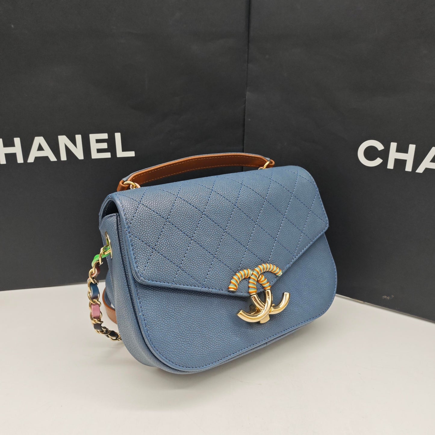 Chanel - Cuba Messenger Bag - Caviar leather - Blue - (Small)