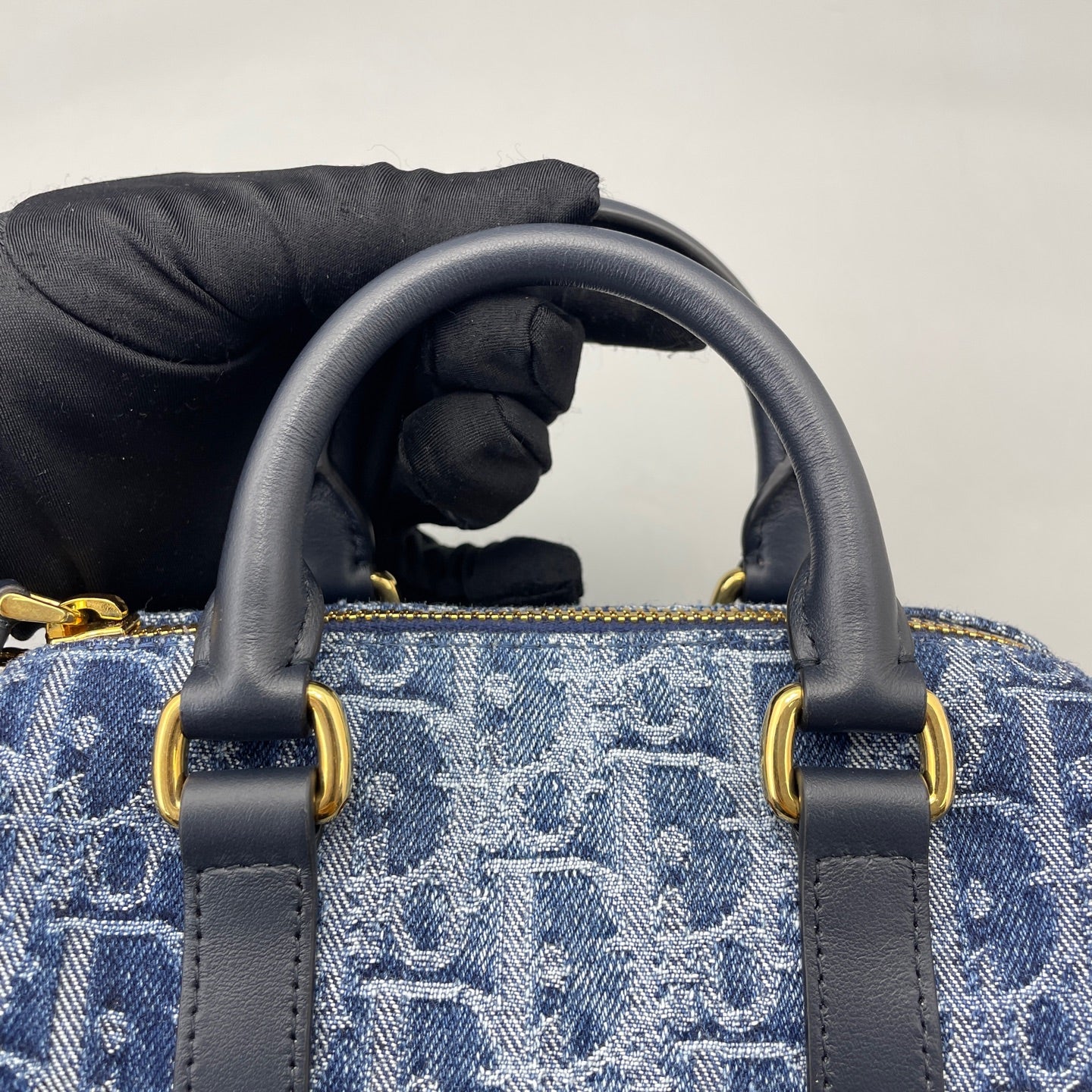 Dior - Boston Mini Bag - Denim and Leather - Blue - (mini)