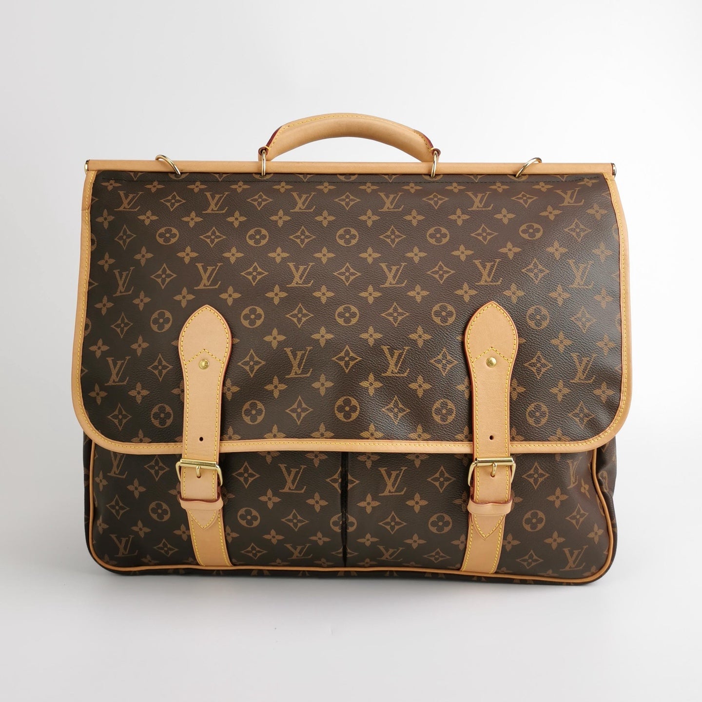 Louis Vuitton - Hunting Bag M41140 - Monogram canvas with cowhide leather trim - Brown - (Large)