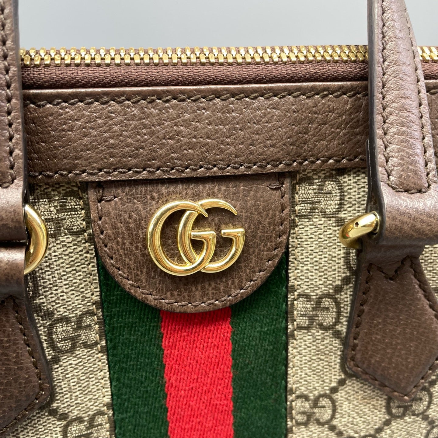 Gucci - Ophidia Small Tote Bag - GG Supreme canvas with leather trim - Ebony - (medium)