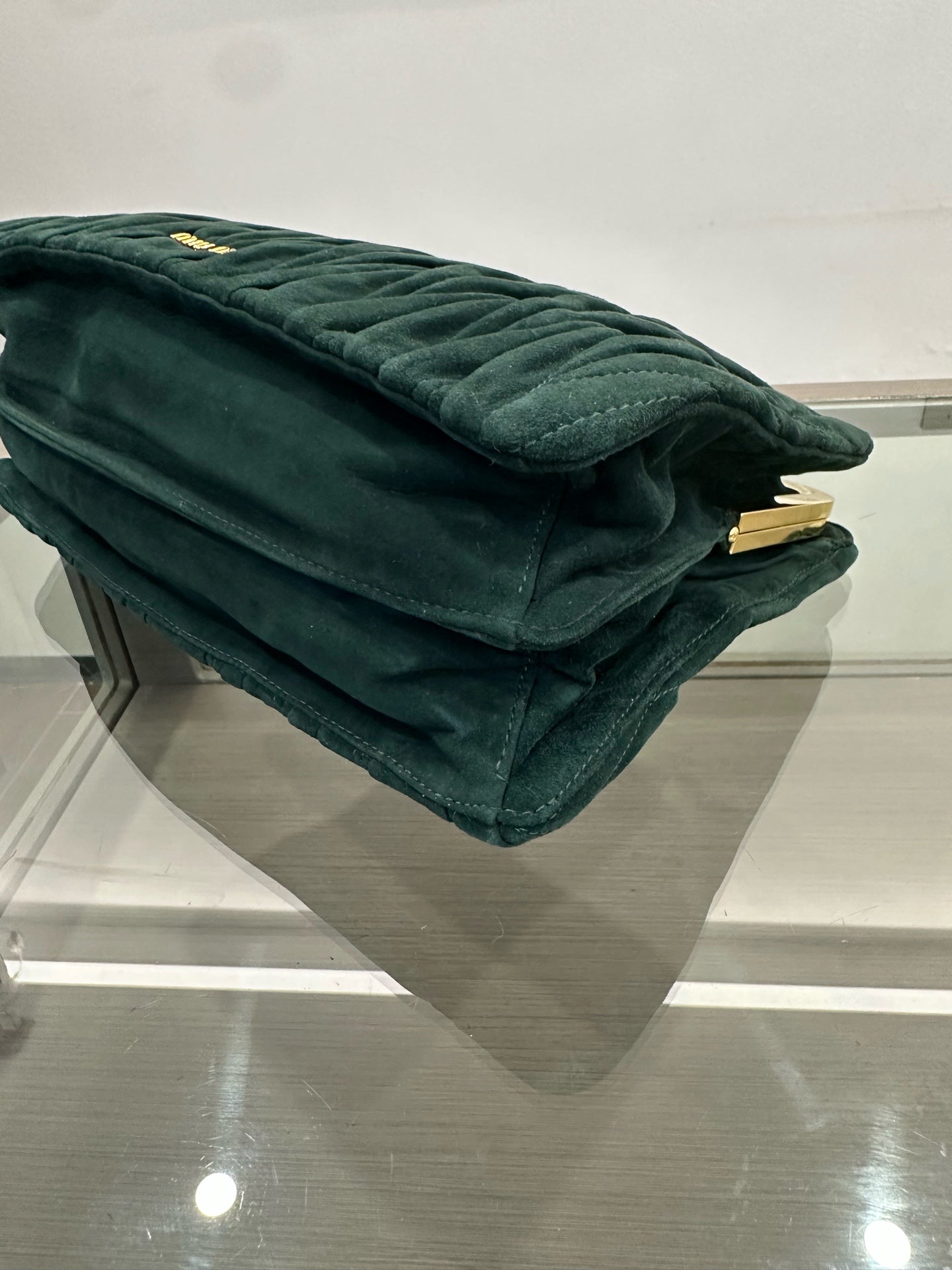 Miu Miu - Matelassé Velvet Clutch Bag - Velvet - Green - (small)
