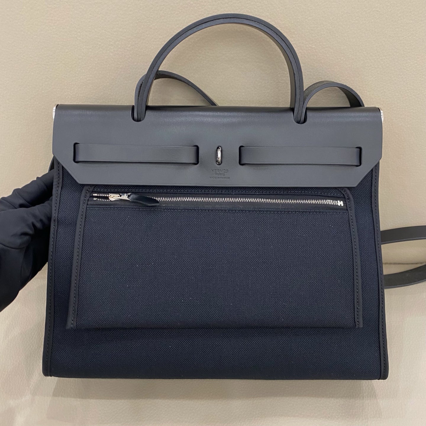 Hermès - Herbag 31 - Canvas with Vache Hunter leather trim - Black - (Medium)