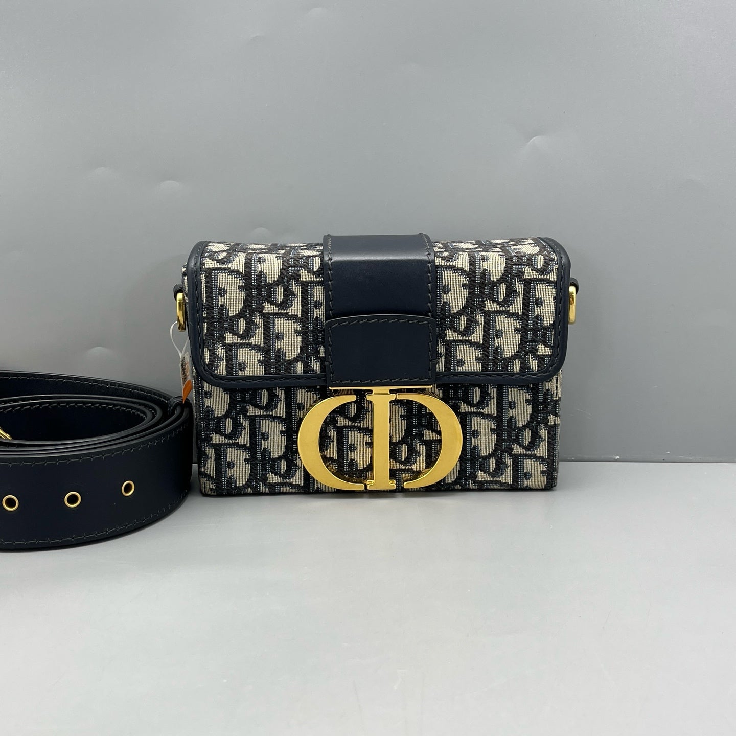 Dior - 30 Montaigne Mini - Dior Oblique canvas with leather trim - Blue - (mini)