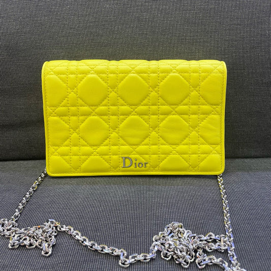 Dior - Lady Dior Wallet on Chain - Lambskin leather - Yellow - (mini)