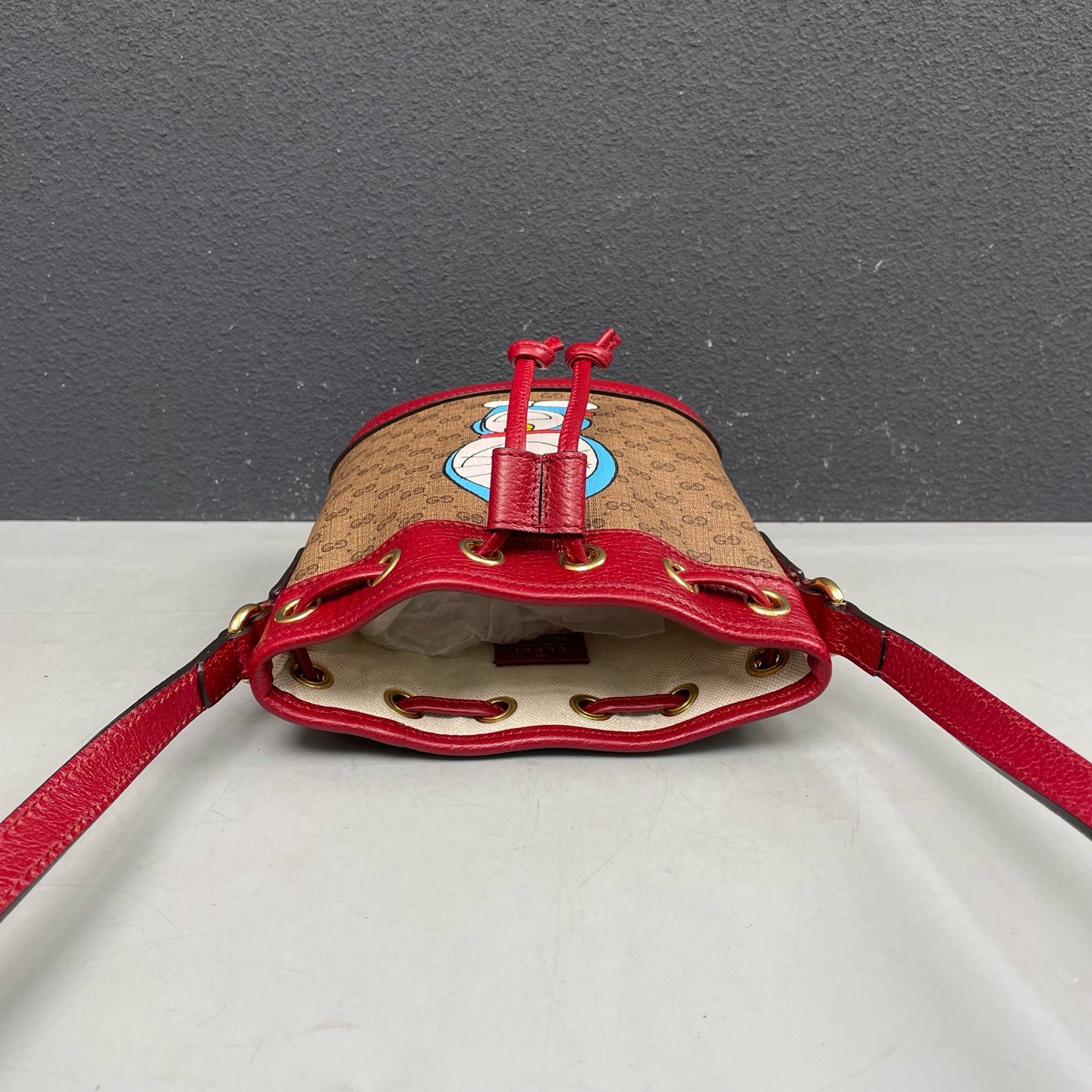 Gucci - Doraemon Collaboration Mini Bucket Bag - Coated canvas and leather - Brown and Red with Multicolour graphic - (mini)