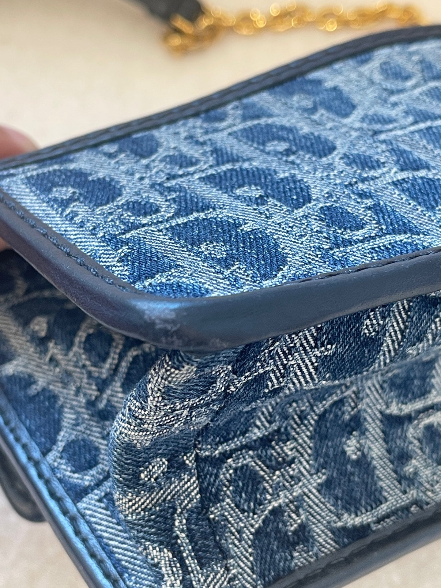 Dior - 30 Montaigne Small Denim - Denim with leather trim - Blue - (Small)