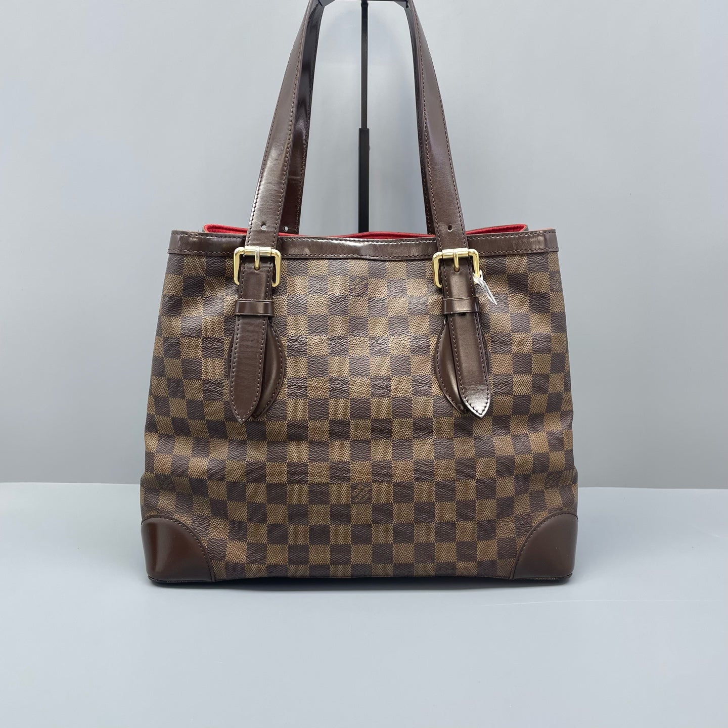 Louis Vuitton - Hampstead MM - Damier Ebene coated canvas with brown leather trim - Brown - (Large)