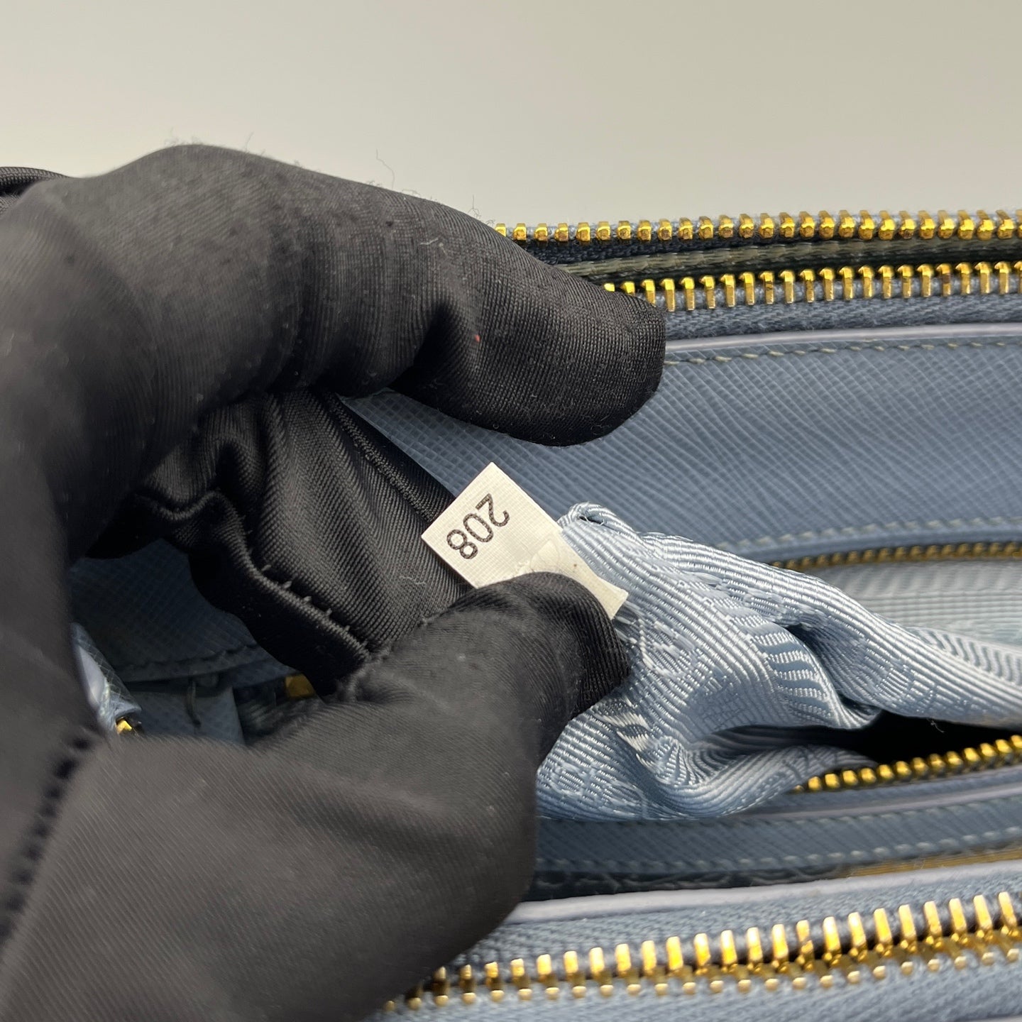 Prada - Saffiano Lux Double Zip Tote - Saffiano leather - Blue - (Small)
