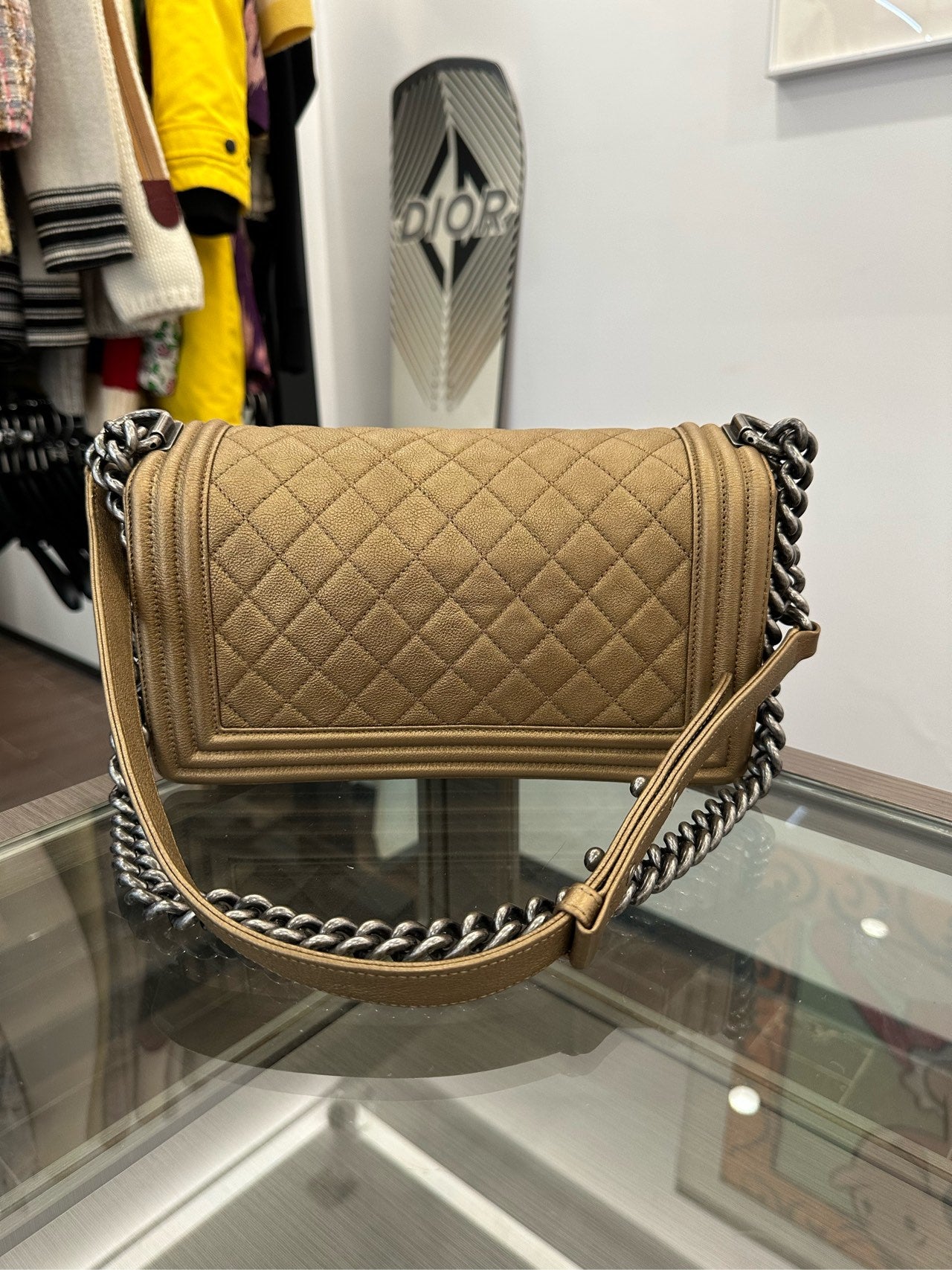 Chanel - Boy Chanel Medium Flap Bag - Grained leather - Gold - (Medium)