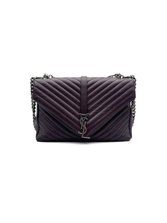 Saint Laurent - Monogram Envelope Bag - Leather - Burgundy - (medium)