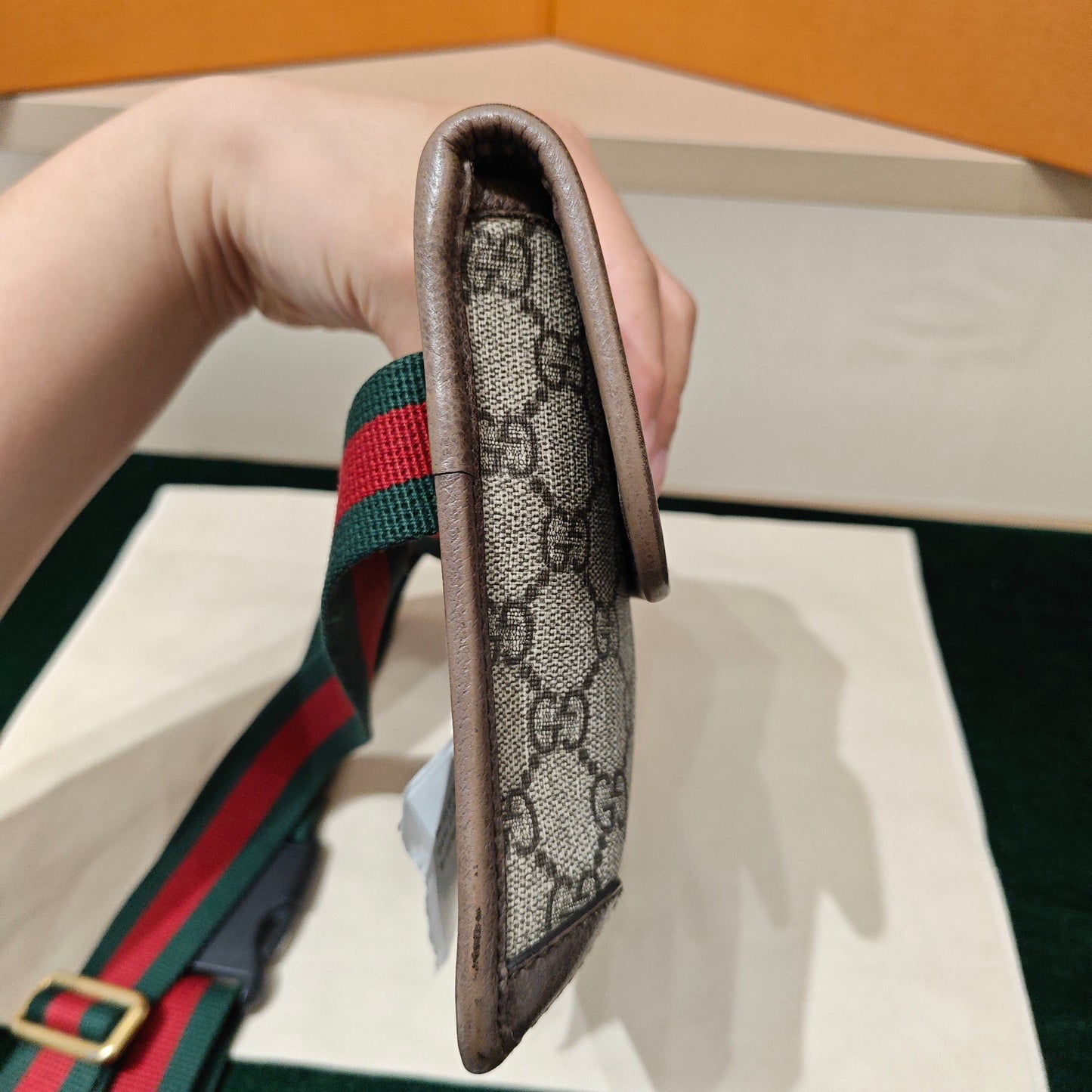 Gucci - Tiger Head Belt Bag - GG Supreme canvas with leather trim - Beige