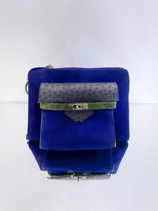 Hermès - Amsterdam Shoulder Bag - Suede and Ostrich leather - Multicolour - (mini)