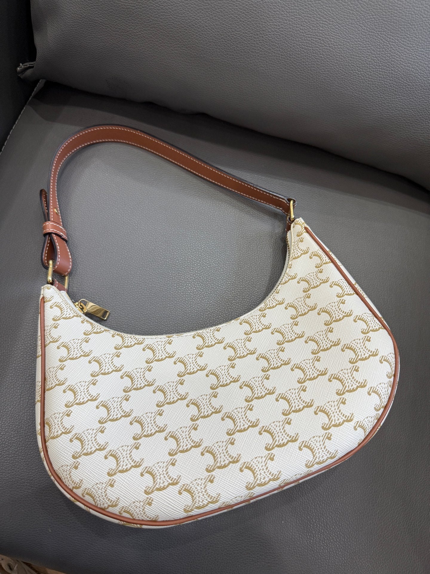 Celine - Ava Bag - Coated canvas with leather trim - White - (mini)
