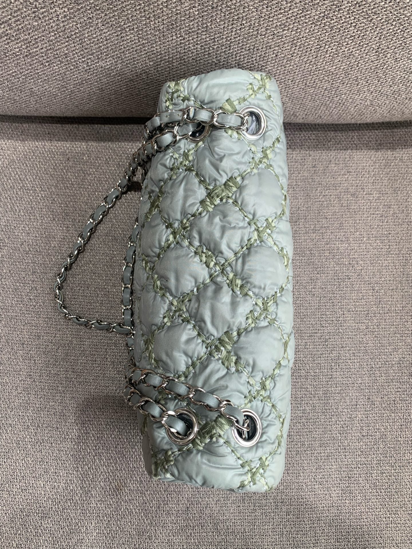 Chanel - Classic Flap Puffer Bag - Polyamide - Green - (Small)