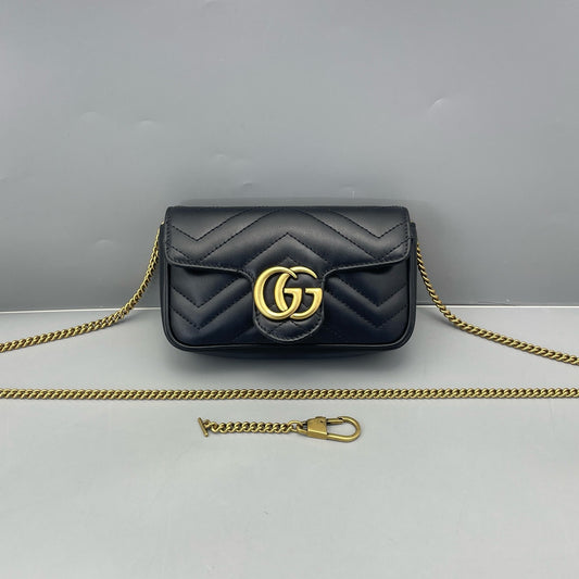 Gucci - GG Marmont Super Mini Bag - Leather - Black - (mini)