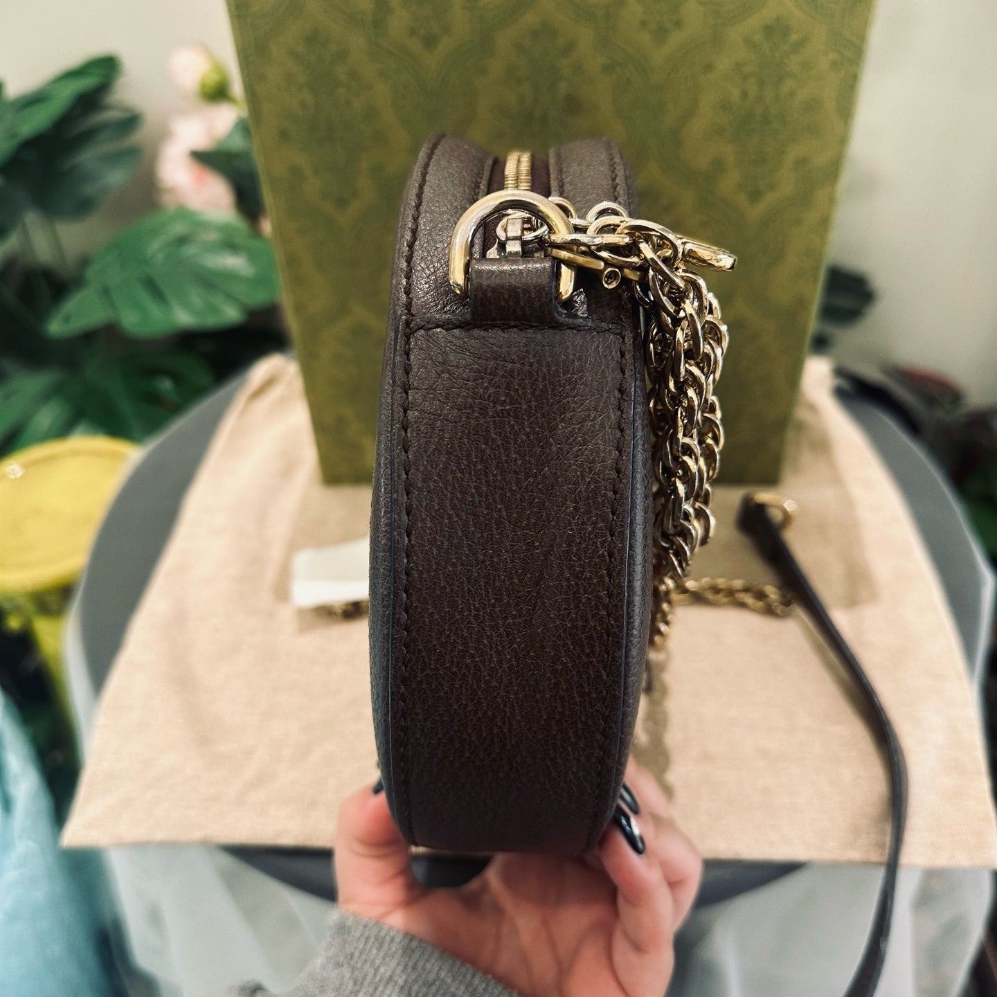 Gucci - Ophidia Round Mini Shoulder Bag - GG Supreme canvas with Leather trim - Brown - (mini)