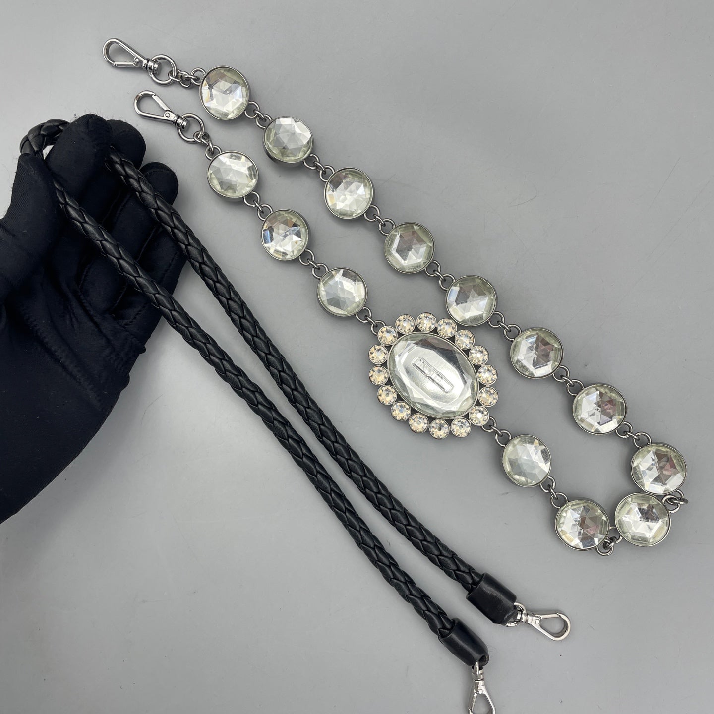 Miu Miu - Matelassé Gem-Embellished Chain Shoulder Bag / Clutch - Leather - Black - (medium)