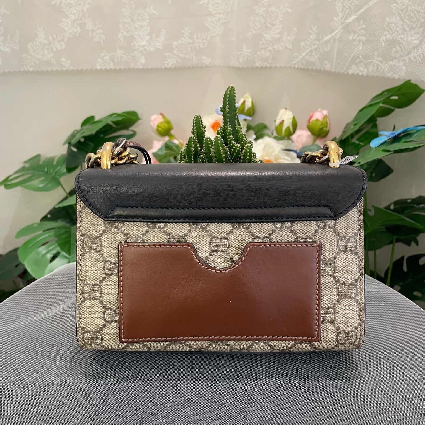 Gucci - Padlock Small Shoulder Bag - GG Supreme canvas with leather trim - Beige and Ebony with Black and Brown accents - (small)