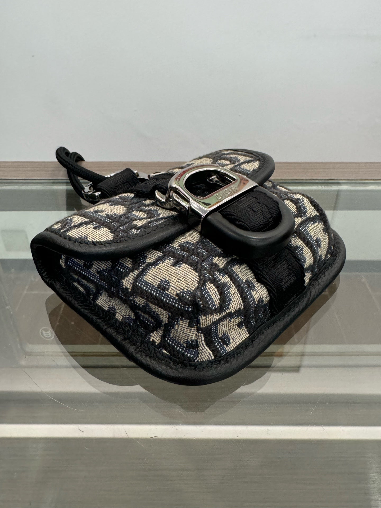 Dior - Gallop Earphone Bag - Dior Oblique Canvas and Leather - Beige and Navy with Black Trim - (mini)