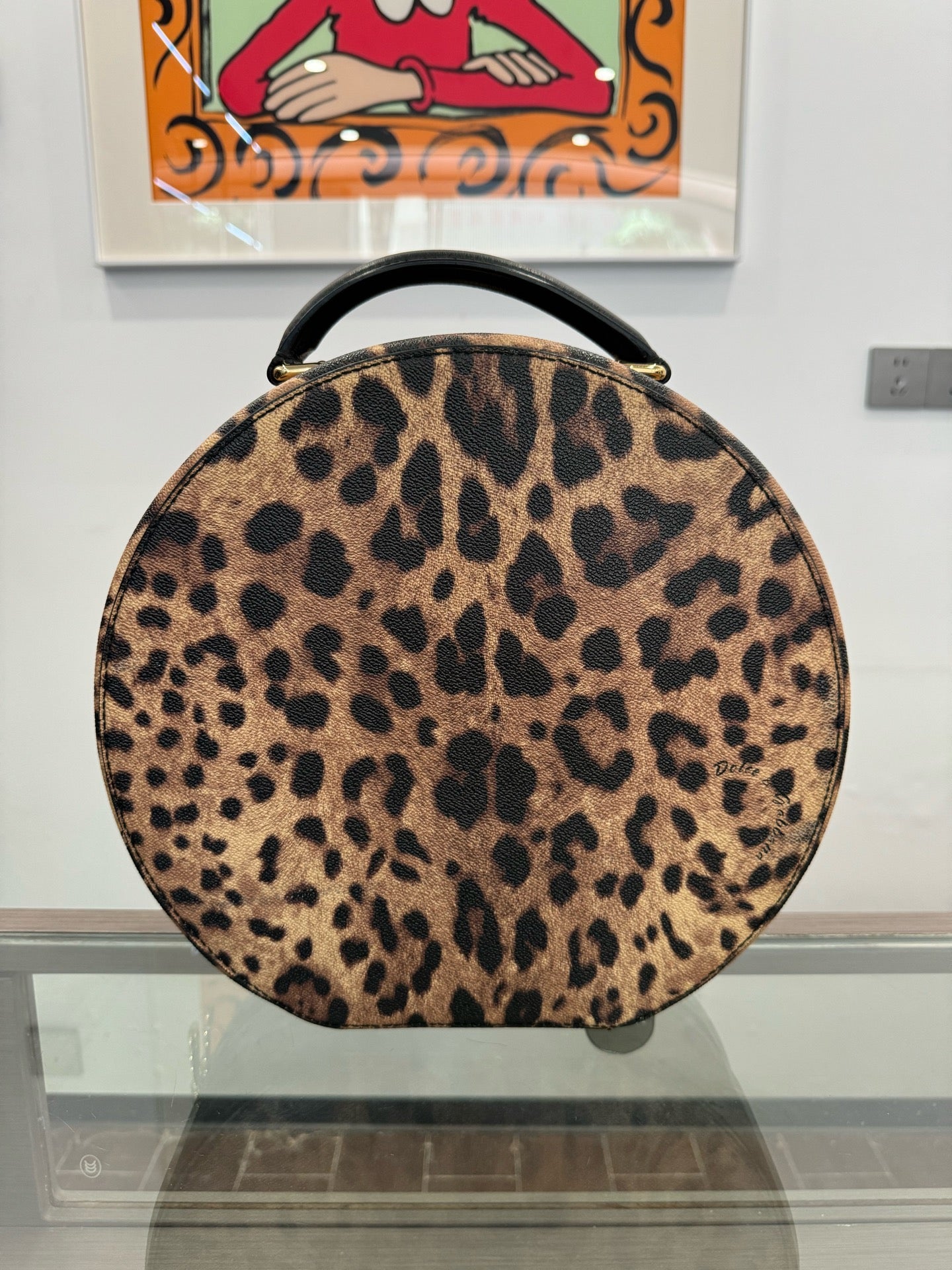 Dolce & Gabbana - Leopard Print Circular Top Handle Bag - Printed leather - Brown - (Medium)