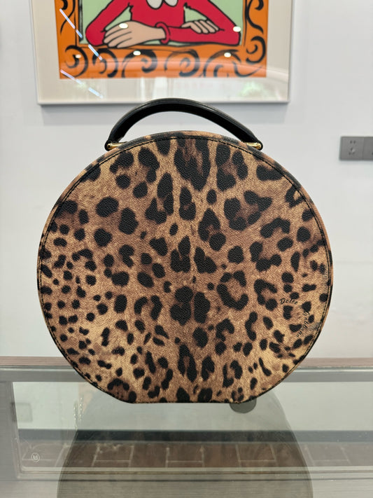 Dolce & Gabbana - Leopard Print Circular Top Handle Bag - Printed leather - Brown - (Medium)