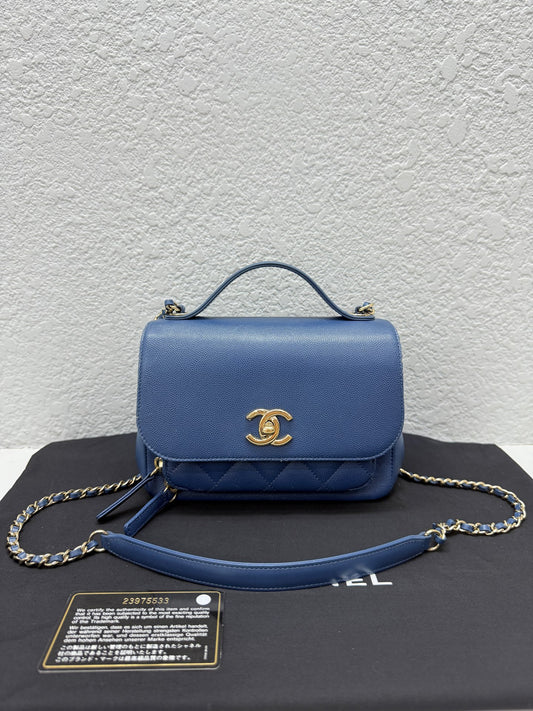 Chanel - Flap Bag with Top Handle - Caviar leather - Blue - (Small)