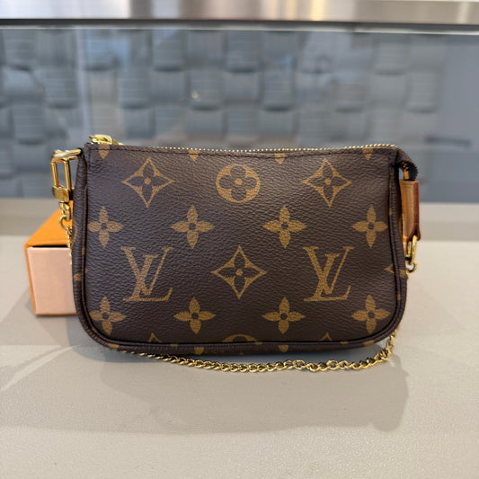 Louis Vuitton - Mini Pochette Accessories - Monogram coated canvas with Vachetta leather trim - Brown - (mini)