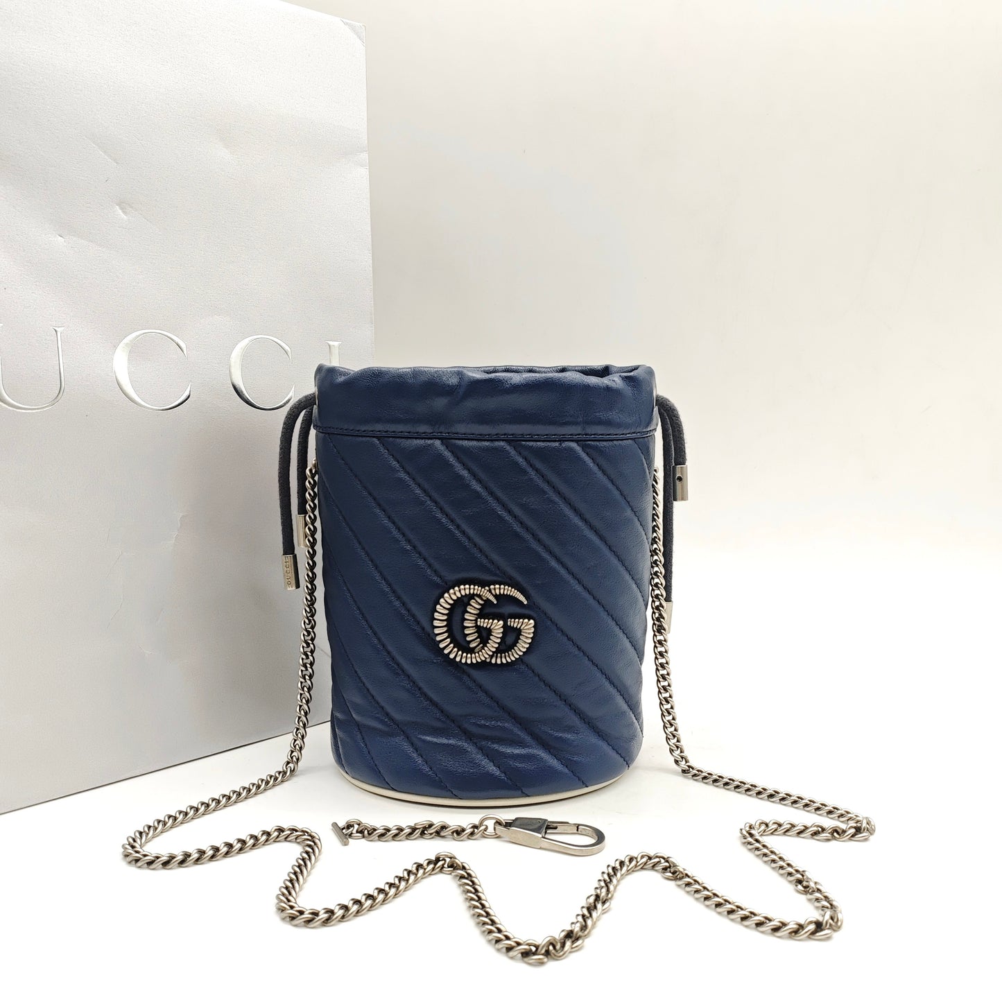 Gucci - Marmont Mini Bucket Bag - Leather - Navy - (mini)