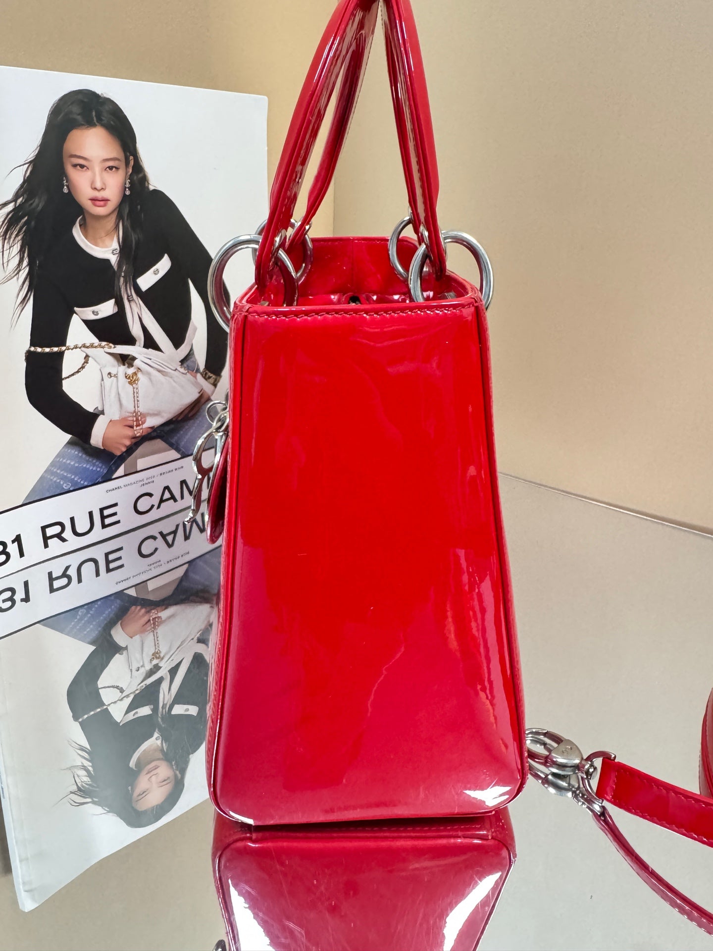 Dior - Lady Dior - Patent leather - Red - (Medium)